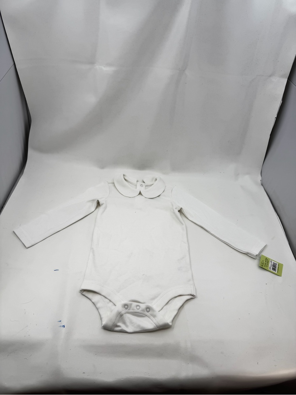New Primary Peter Pan Collar White Organic Babysuit One Piece 18-24 Month Snaps